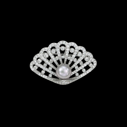 AVELIA Art Deco Crystal Seashell Brooch