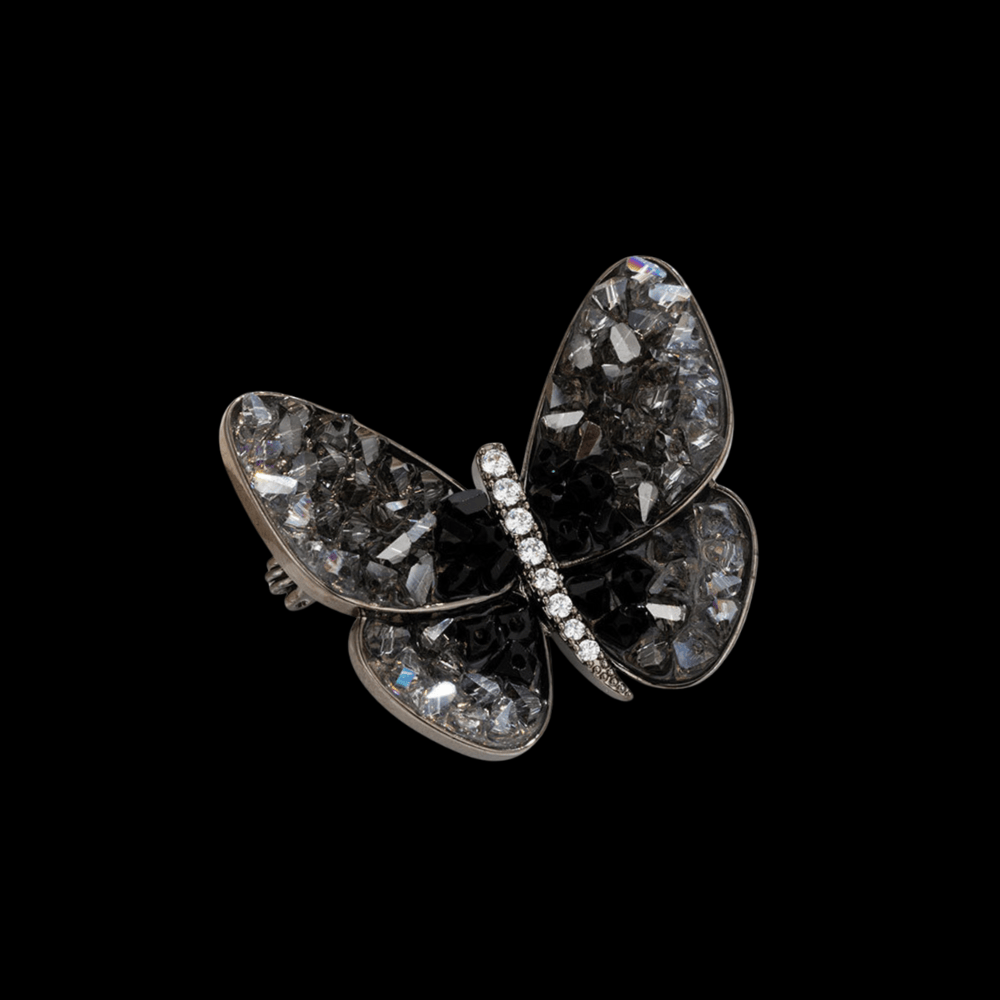 AVELIA Black Crystal Butterfly Brooch