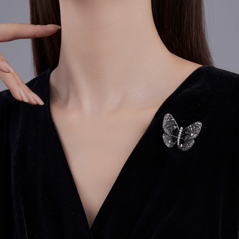 AVELIA Black Crystal Butterfly Brooch