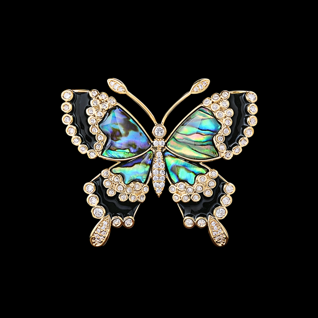 AVELIA Black Iridescent Butterfly Brooch