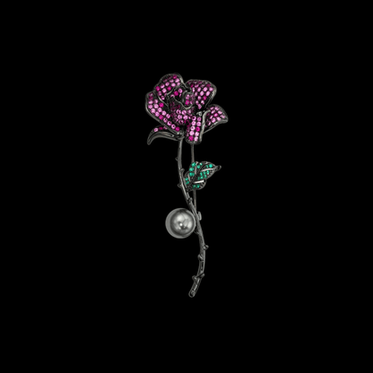 AVELIA Black Pearl Rose Brooch