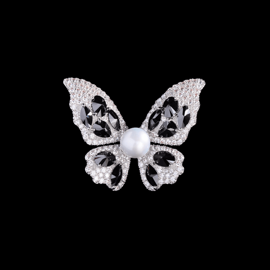 AVELIA Black Stone Butterfly Brooch