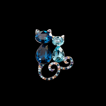 AVELIA Blue Crystal Cat Brooch
