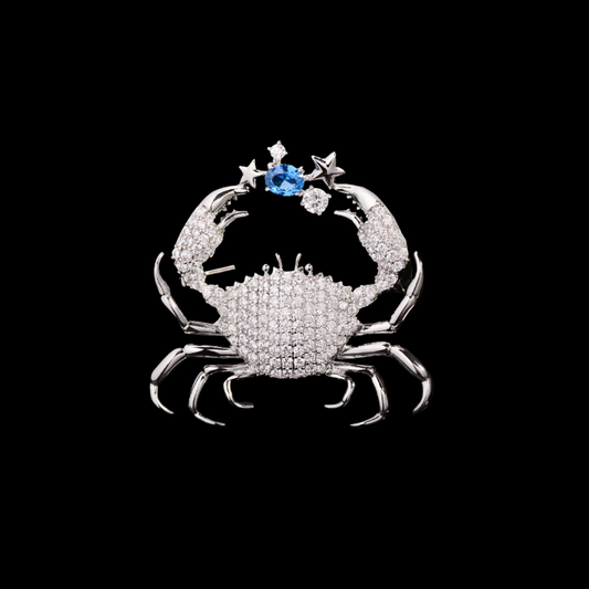AVELIA Blue Crystal Crab Brooch