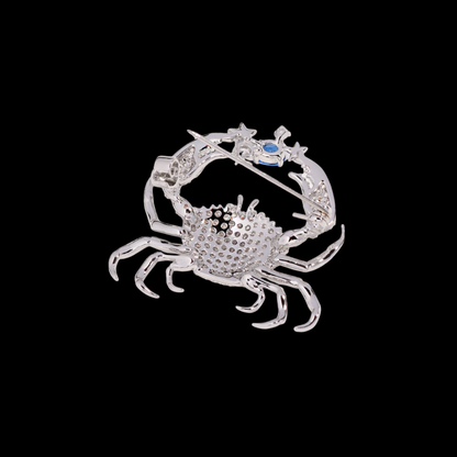 AVELIA Blue Crystal Crab Brooch
