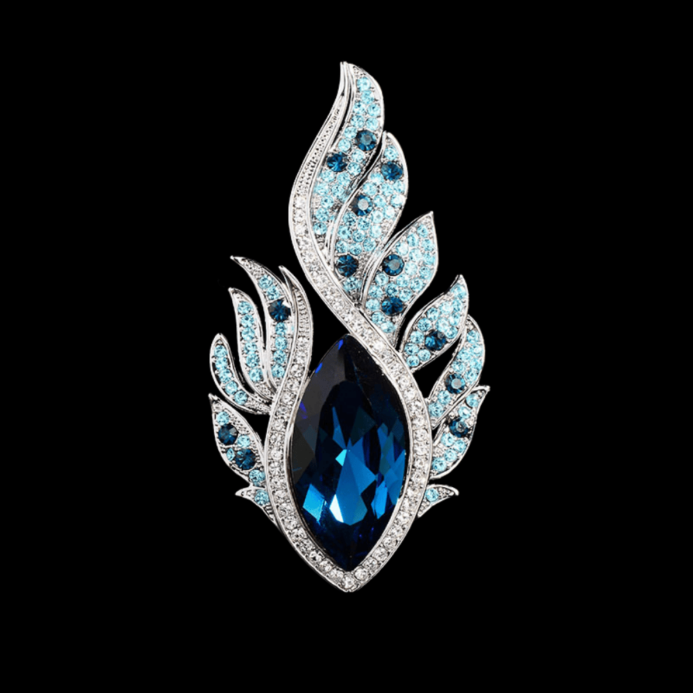 AVELIA Blue Crystal Feather Brooch