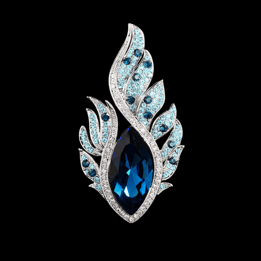 AVELIA Blue Crystal Feather Brooch
