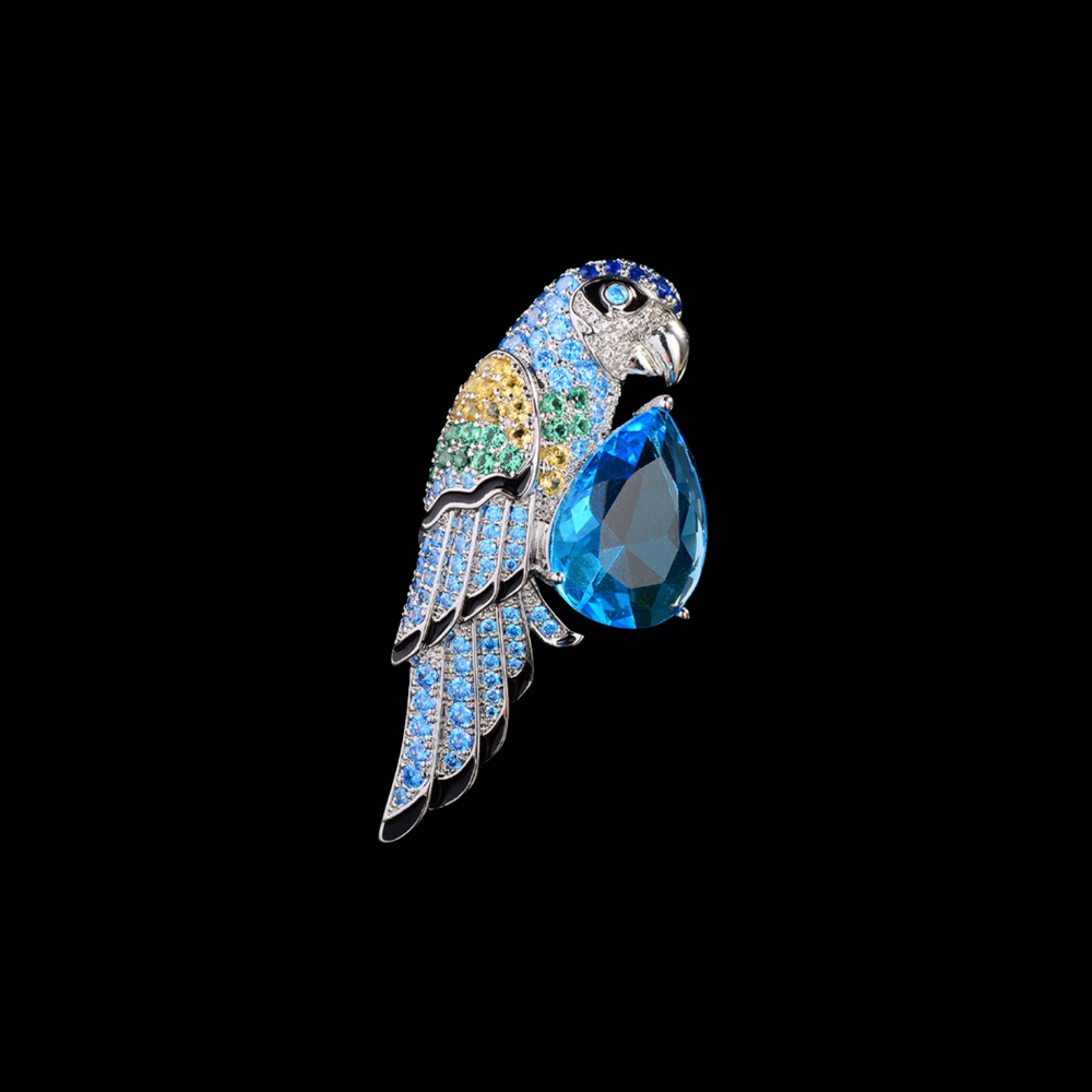 AVELIA Blue Crystal Parrot Brooch