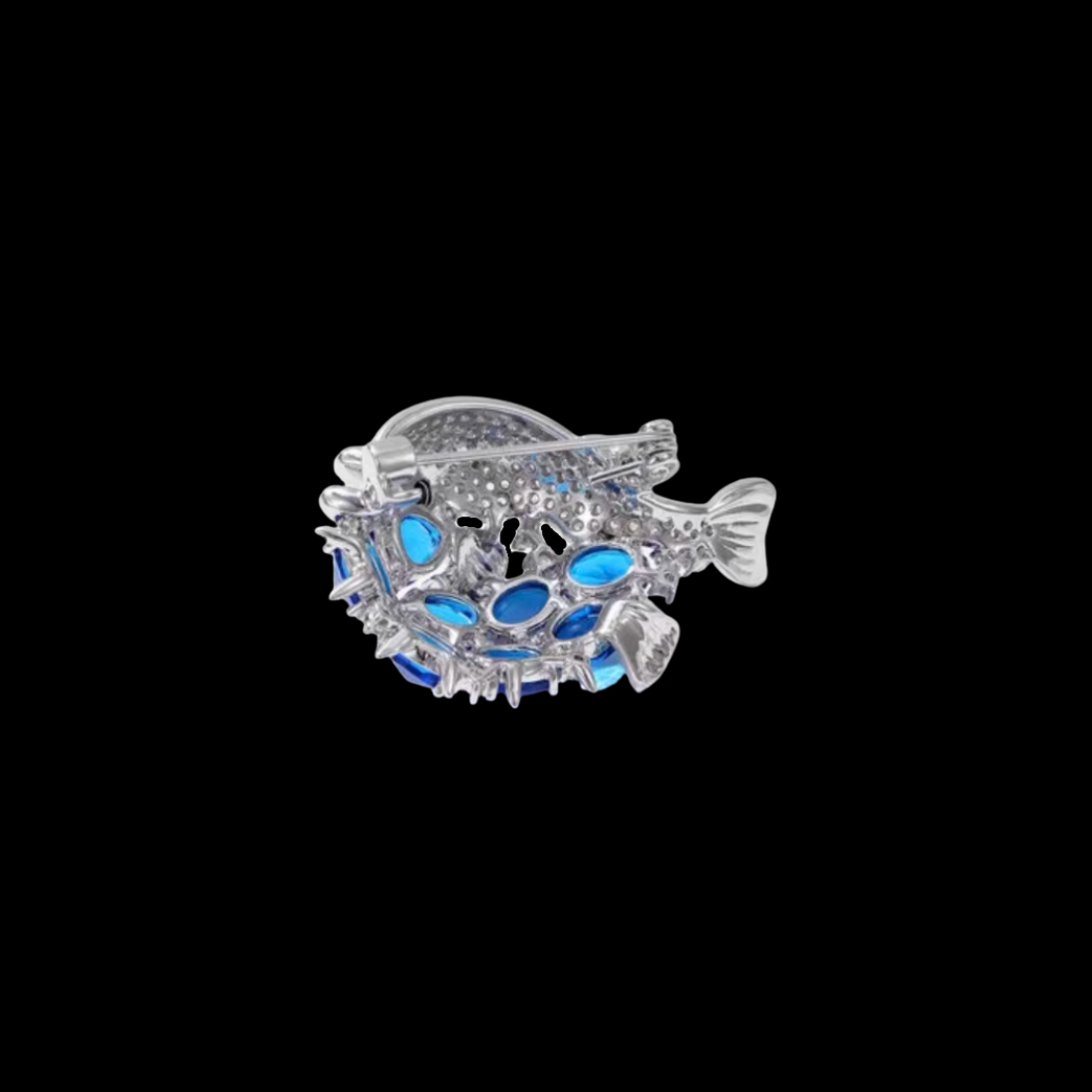 AVELIA Blue Crystal Pufferfish Brooch