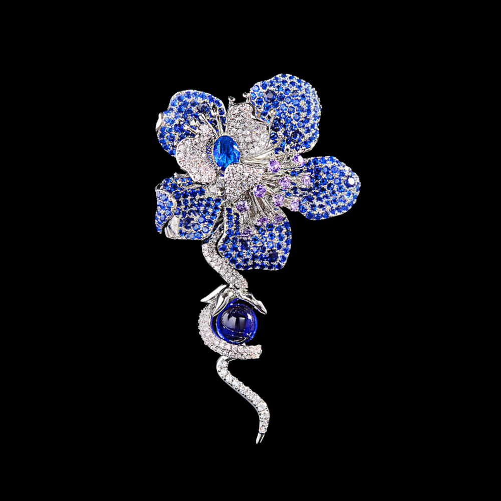 AVELIA Blue Crystal Rose Brooch​