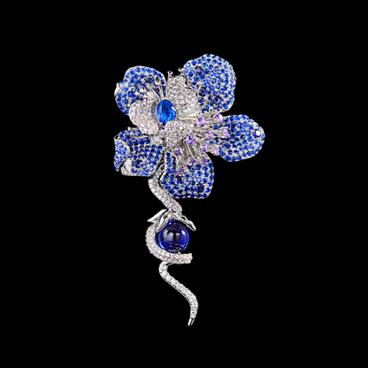 AVELIA Blue Crystal Rose Brooch​
