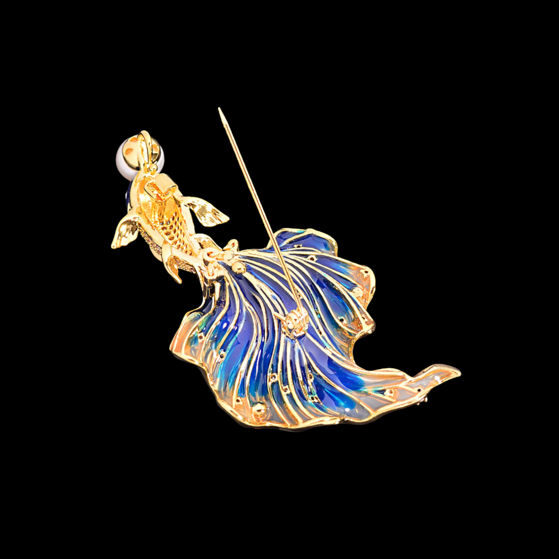 Blue Enamel Goldfish Brooch