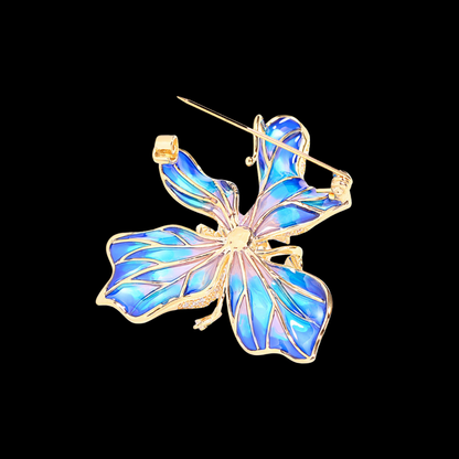 AVELIA Blue Enamel Pearl Iris Brooch
