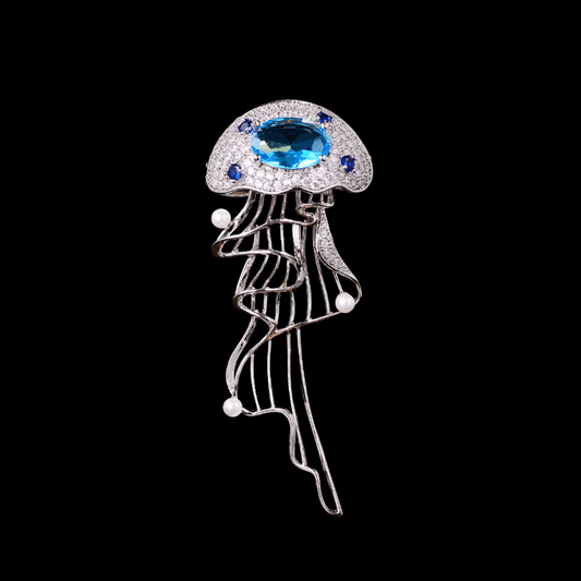 AVELIA Blue Jellyfish Brooch