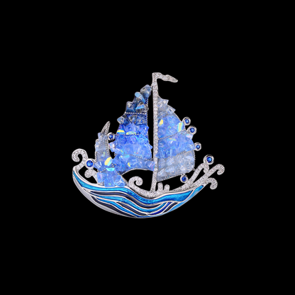 AVELIA Vintage Blue Ship Brooch