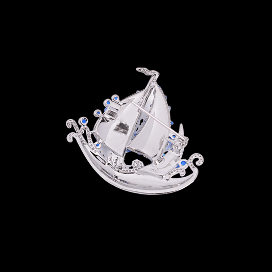 AVELIA Vintage Blue Ship Brooch
