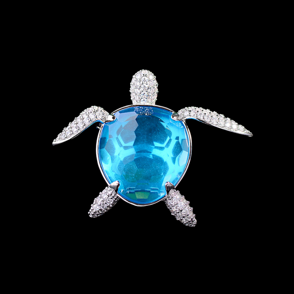 AVELIA Blue Turtle Brooch