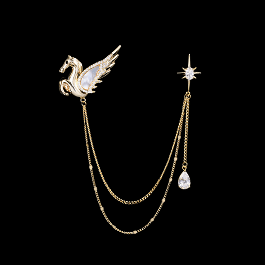 AVELIA Celestial Pegasus Men's Chain Brooch