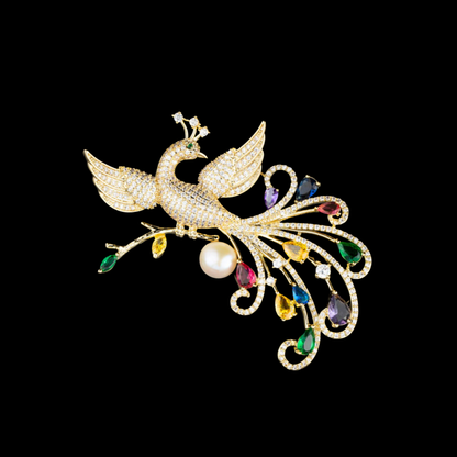 AVELIA Colorful Peacock Brooch​