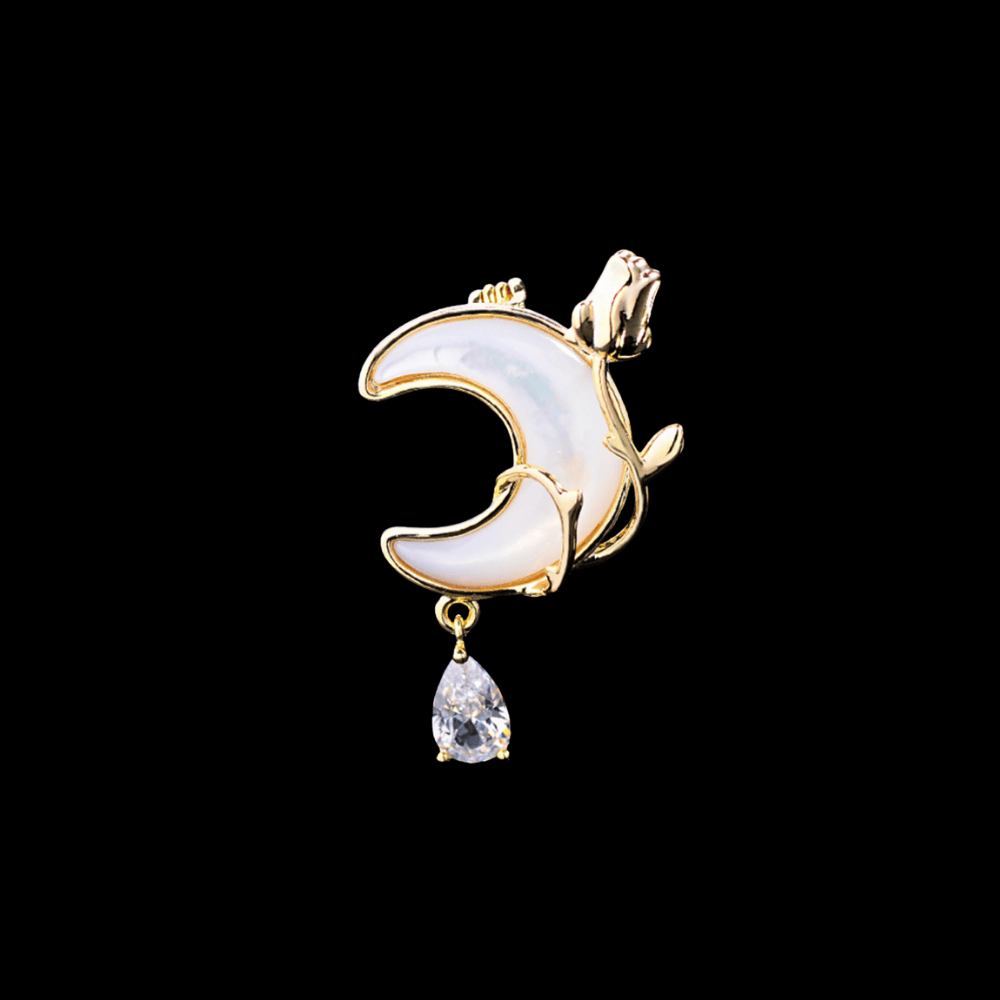 AVELIA Crystal Crescent Moon Brooch