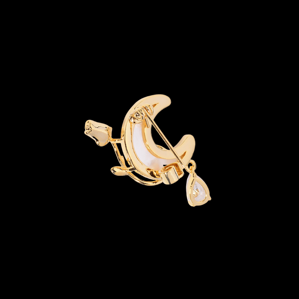 AVELIA Crystal Crescent Moon Brooch