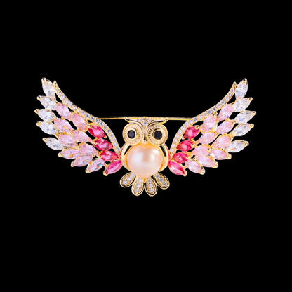 AVELIA Crystal Owl Brooch