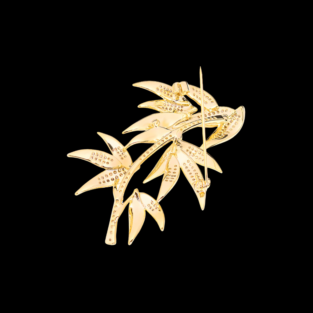 AVELIA Emerald Bamboo Leaf Brooch