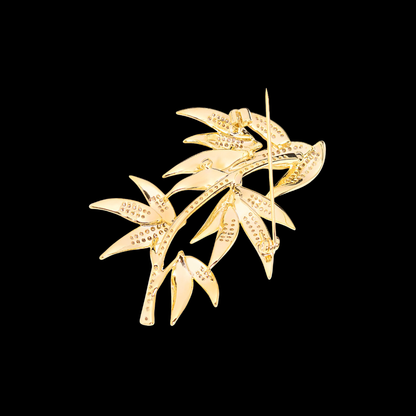 AVELIA Emerald Bamboo Leaf Brooch