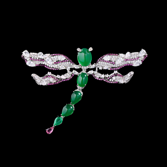 AVELIA Emerald Dragonfly Brooch