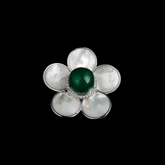 AVELIA Emerald Flower Magnetic Brooch