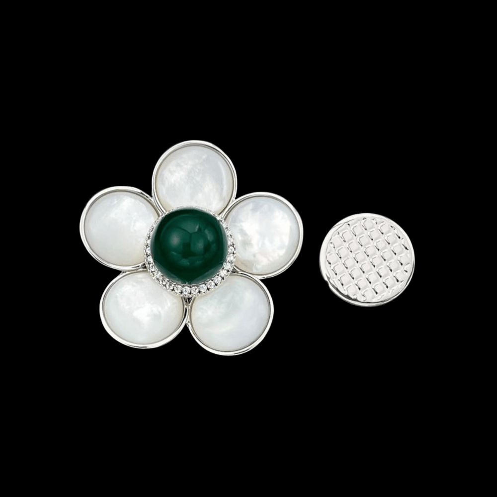 AVELIA Emerald Flower Magnetic Brooch
