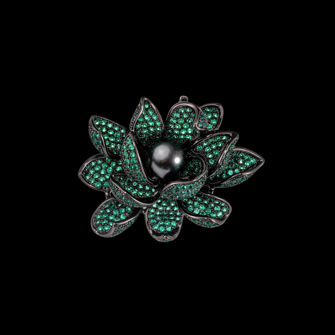 AVELIA Emerald Green Crystal Water Lily Brooch