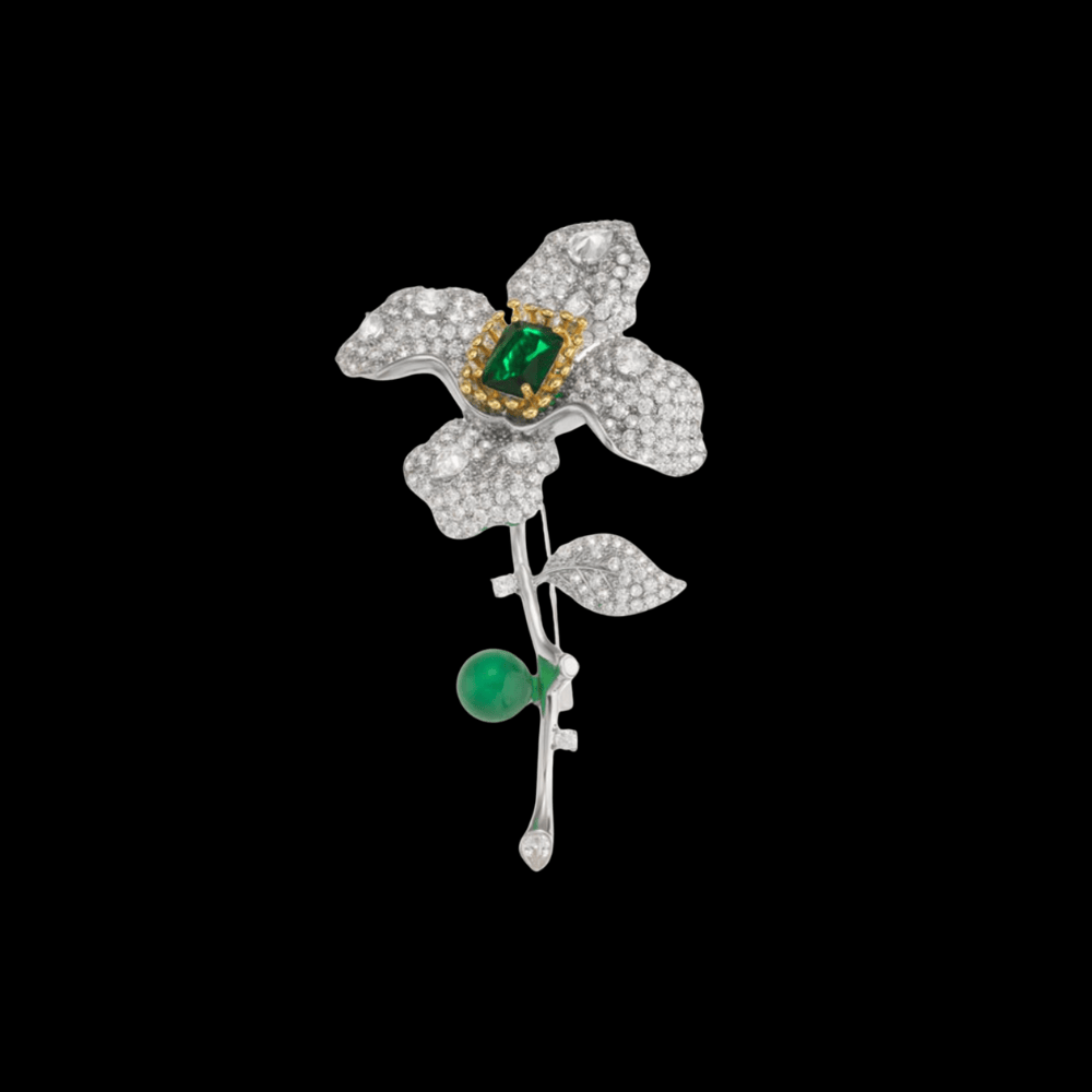 AVELIA Emerald Green Flower Brooch