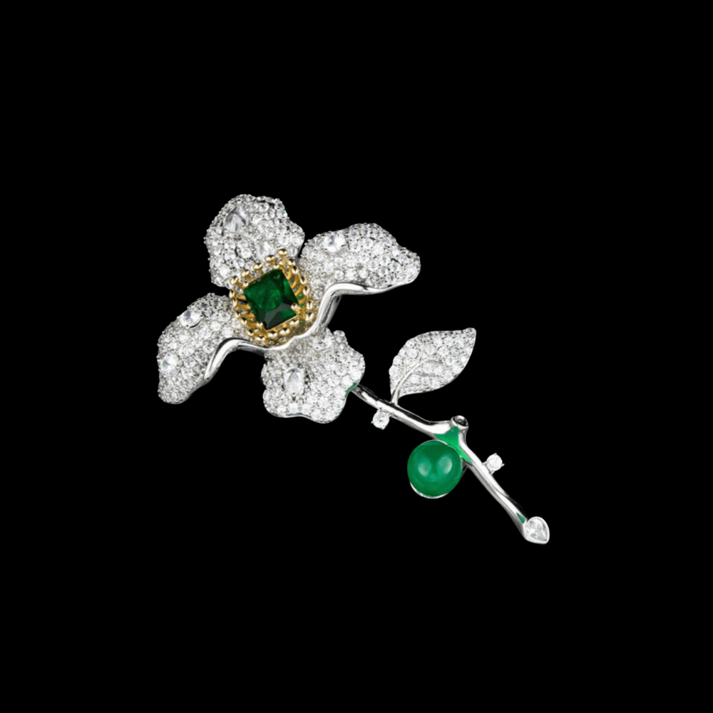 AVELIA Emerald Green Flower Brooch