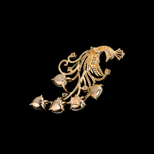 AVELIA Emerald Heart Peacock Brooch
