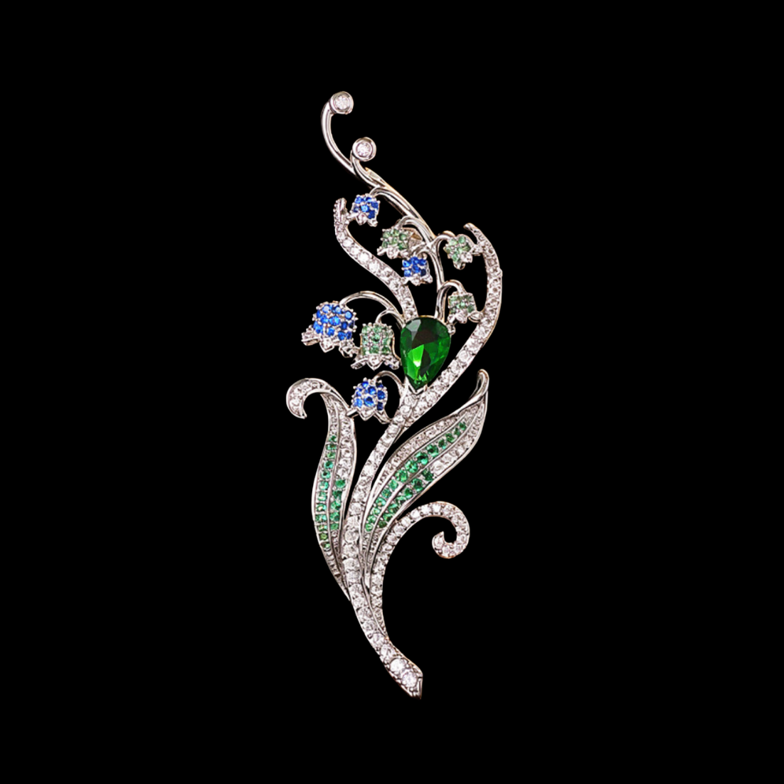 AVELIA Emerald Vine Lily of the Valley Brooch