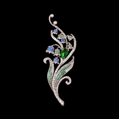AVELIA Emerald Vine Lily of the Valley Brooch