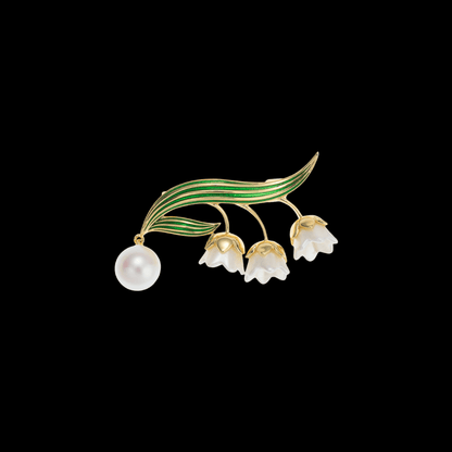 AVELIA Enamel Lily of the Valley Brooch