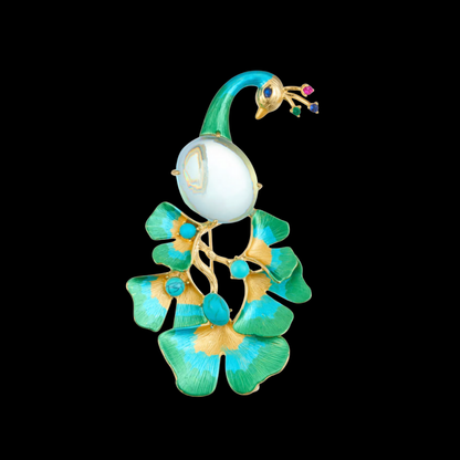 AVELIA Enamel Peacock Brooch​