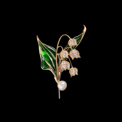 AVELIA Enamel Pearl Lily of the Valley Brooch