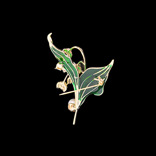 AVELIA Enamel Pearl Lily of the Valley Brooch1