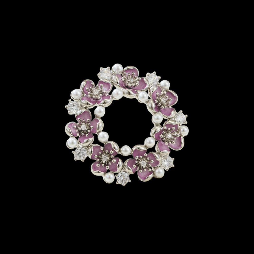 AVELIA Enamel Purple Flower Brooch