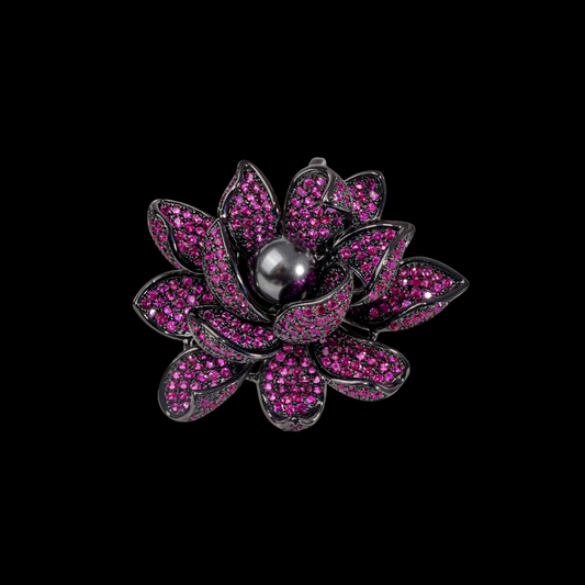 AVELIA Fuchsia Crystal Water Lily Brooch