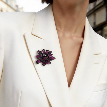 AVELIA Fuchsia Crystal Water Lily Brooch