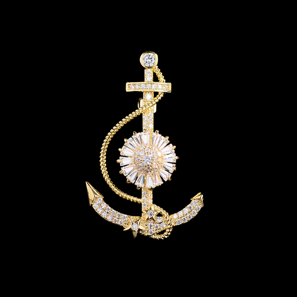 AVELIA Gold Anchor Brooch