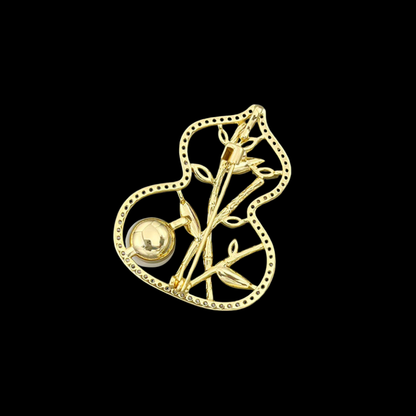 AVELIA Gold Bamboo Pearl Gourd Brooch