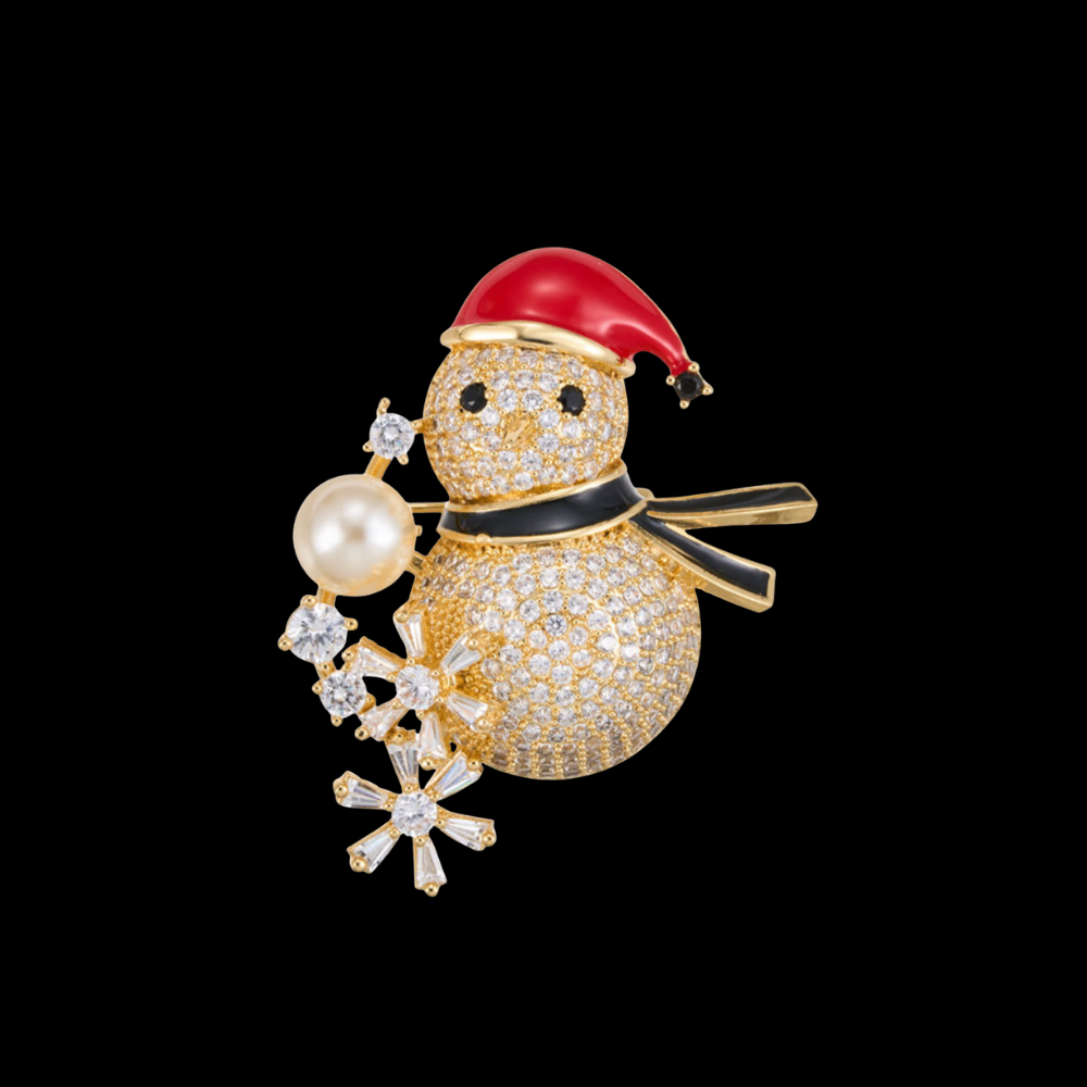 AVELIA Gold Christmas Snowman Brooch​