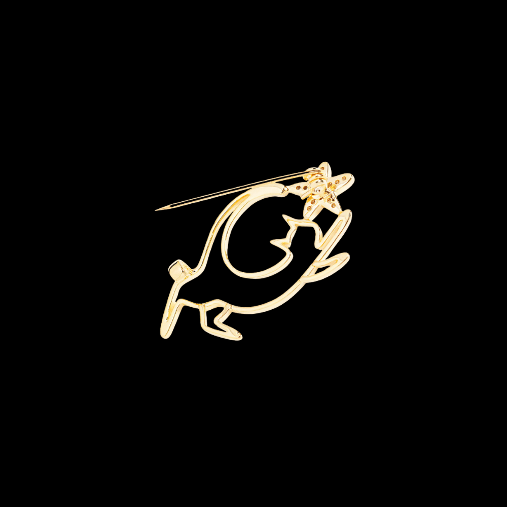 AVELIA Gold Crystal Cat Brooch