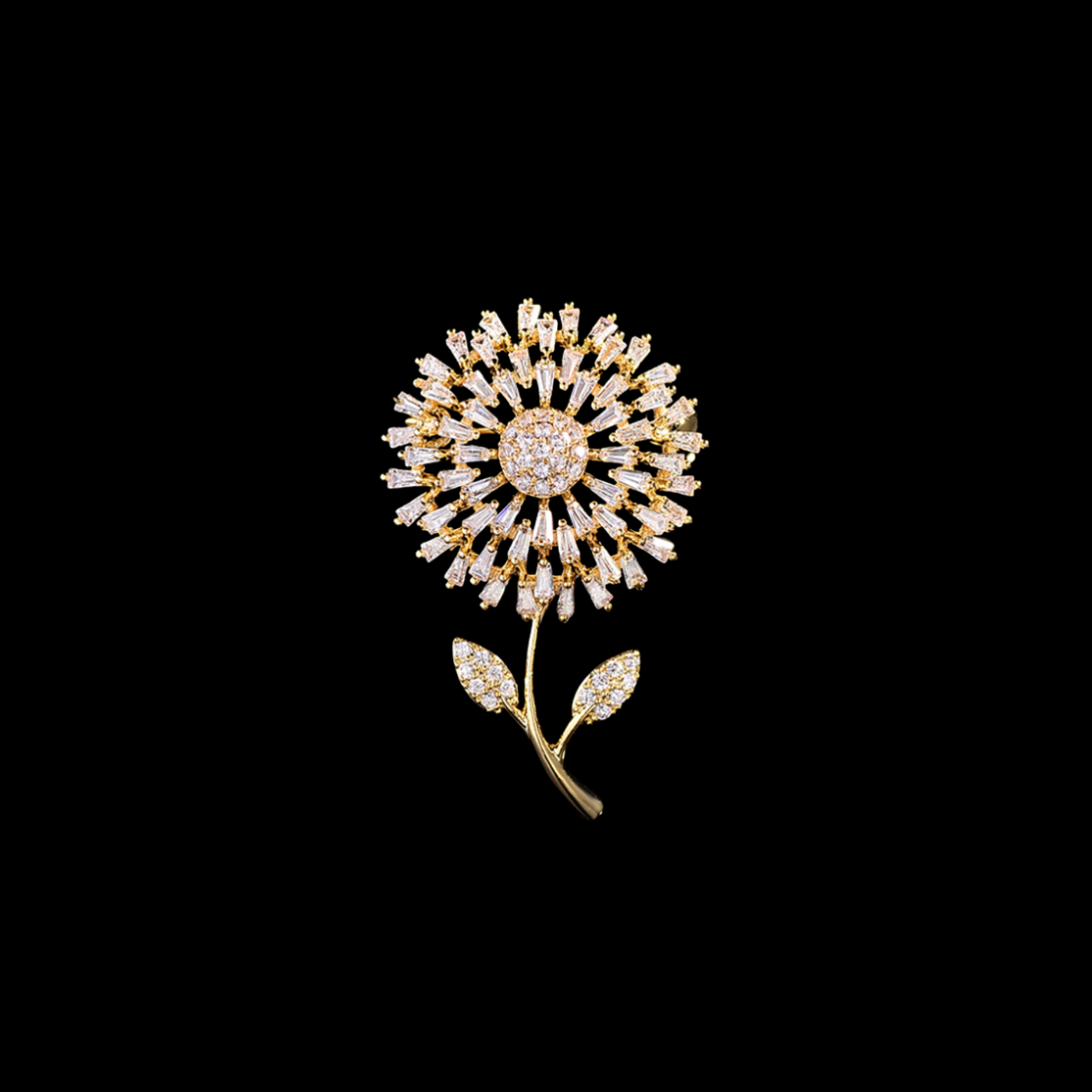 AVELIA Gold Crystal Dandelion Brooch