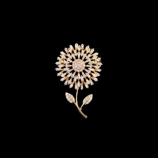 AVELIA Gold Crystal Dandelion Brooch